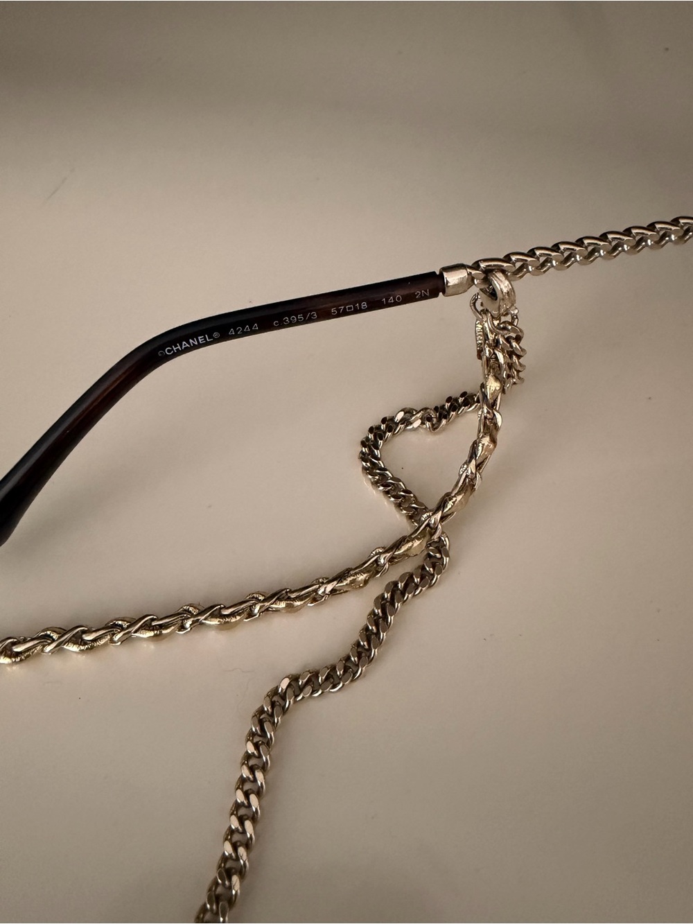 CHANEL Square Sunglasses with Pink/Brown Lenses and Gold Chain Ch4244 Col. 395/3 - Picture 6 of 7